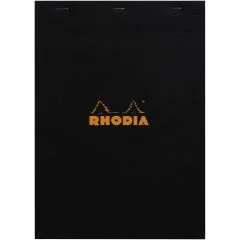 Bloc-Notes quadrillé - 210 x 297 mm A4 : RHODIA N°18 Couverture Noire Visuel