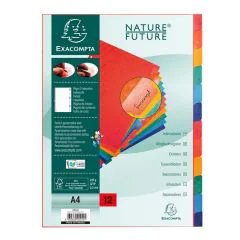 EXACOMPTA : Jeu de 12 intercalaires neutres en carte lustrée 2212E