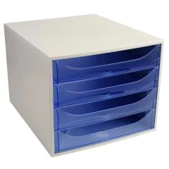 Module de rangement 4 tiroirs Ecobox - Gris/Bleu Glacé Translucide EXACOMPTA Linicolor Image