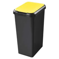 Poubelle de tri sélectif avec couvercle - 45 litres - Noir/Jaune: CEP