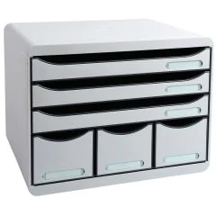 Caisson à 6 Tiroirs - Gris lumière : EXACOMPTA Store-Box MAXI modèle