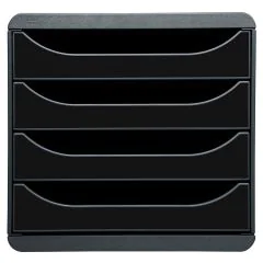 3104214D EXACOMPTA : Caisson à 4 tiroirs - Big Box - Noir/noir glossy