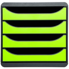 310725D EXACOMPTA : Caisson à 4 tiroirs - Big Box - Gris Noir/vert anis