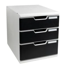 EXACOMPTA Module de rangement 3 tiroirs Modulo - Gris/Bleu