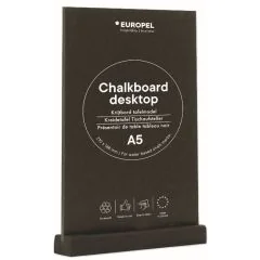 Présentoir de Table - A5/Portrait - Ardoise avec socle en bois Noir : EUROPEL image
