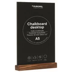Présentoir de Table - A5/Portait - Ardoise avec socle en bois de Pin : EUROPEL image