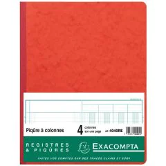 Registre 4 colonnes - 320 x 250 mm - Rouge EXACOMPTA 4040RE Image