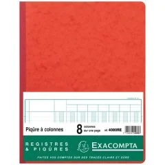 Registre 8 colonnes - 320 x 250 mm - Rouge EXACOMPTA Image