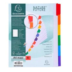 EXACOMPTA : Jeu de 6 intercalaires carte blanche et onglets couleurs plastifiés 4306E