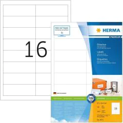 Étiquettes adhésives - 97 x 33,8 mm - Blanc : HERMA Premium Lot de 1600 Image