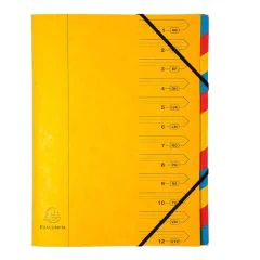 54129E EXACOMPTA : Trieur avec élastiques - 12 compartiments - Jaune