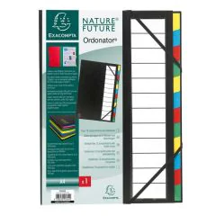 Trieur avec élastiques - Noir - 12 compartiments EXACOMPTA Ordonator