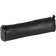 Trousse ronde pour stylos - Cuir Noir - 22 cm : CLAIREFONTAINE Visuel