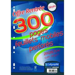 Lot de 300 pages - Feuilles mobiles Séyès - 210 x 297 mm CALLIGRAPHE Fournitures scolaires image