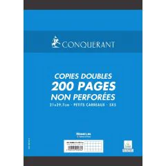 Lot de 200 pages - Copies doubles perforées Grands carreaux - 210 x 297 mm : CONQUERANT SEPT Visuel