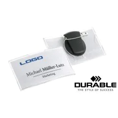 Lot de 25 Badges convexes avec pince combi - 75 x 40 mm : DURABLE 8124-19 Visuel
