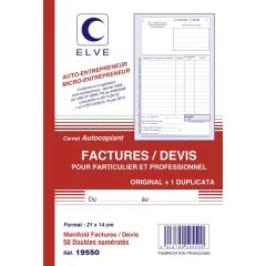 Carnet autocopiant Facturier Auto-entrepreneur 19550