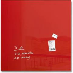 SIGEL : Tableau magnétique en verre - 1000 x 1000 mm - GL202 - Rouge