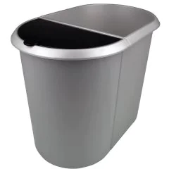 Poubelle en plastique - Duo System - Argent/Noir HELIT
