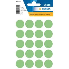 HERMA 1875 : Lot de 100 étiquettes adhésives rondes - 19,0 mm - Vert