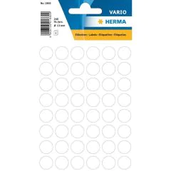 HERMA : Lot de 240 étiquettes adhésives rondes - 13,0 mm - Blanc