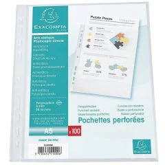 Photo Lot de 100 Pochettes perforées - 170 x 220 mm EXACOMPTA