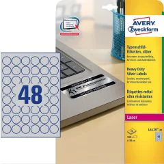 Étiquettes adhésives de Signalisation - Diamètre 30 mm - Argent : AVERY Lot de 960 Image