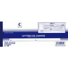 Carnet à souche Traites normalisées LCR - Lettre de change 139 Elve
