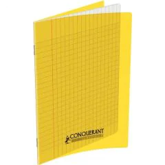 Photo Cahier Séyès / Grands carreaux Jaune - Polypro - 96 pages - 240 x 320 mm CONQUERANT :