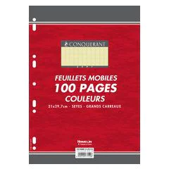 Photo CONQUERANT SEPT : Lot de 100 pages - Feuillets mobiles Séyès - Jaune -210 x 297 mm