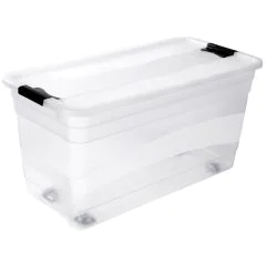 Photo Boite de rangement à roulettes - 83 L - Transparent KEEEPER Konrad