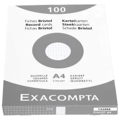 Photo Fiches Bristol quadrillées - 210 x 297 mm - Blanc EXACOMPTA Image