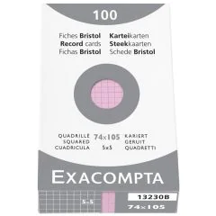 Photo Fiches Bristol quadrillées - 74 x 105 mm - Rose EXACOMPTA Image