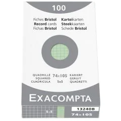 Photo Fiches Bristol quadrillées - 74 x 105 mm - Vert EXACOMPTA Image
