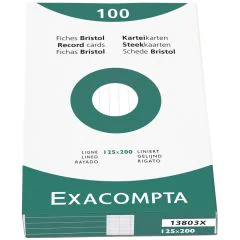 Photo Fiches Bristol lignées - 125 x 200 mm - Blanc EXACOMPTA Image