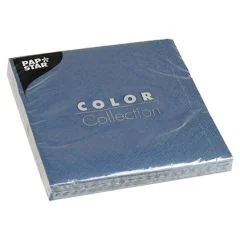 Photo Lot de 50 serviettes de table unies - Bleu foncé PAP STAR Restaurant 14225