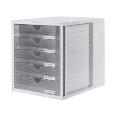 Photo Module de classement - 5 tiroirs - Gris Clair / Gris Translucide : HAN 1450-63