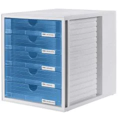 Photo Module de classement - 5 tiroirs - Gris / Bleu translucide HAN 1450-64