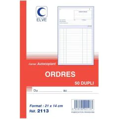 Photo CARNET D'ORDRES 210 x 140 mm - Autocopiant Dupli ELVE 