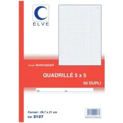 Photo Carnet quadrullé 297 x 210 mm - Manifold A4 Autocopiant Dupli ELVE
