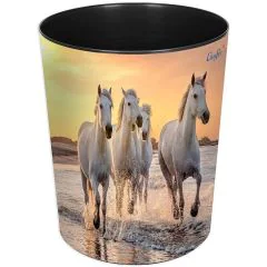 Photo Corbeille à papier - 13 litres - Chevaux sur la plage LAUFER