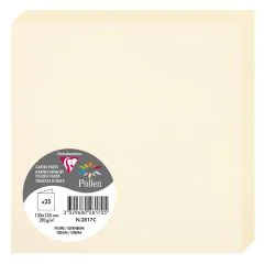 Photo Cartes double en papier - 135 x 135 mm - Ivoire CLAIREFONTAINE Pollen Lot de 25