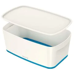 Photo Boîte de rangement WOW avec couvercle - 5 litres - Blanc / Bleu LEITZ My Box
