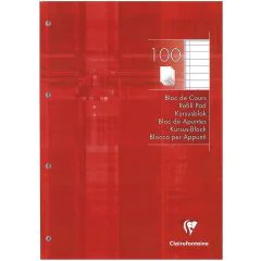 Photo Bloc de cours ligné avec marge et perforé - 210 x 297 mm - 200 pages CLAIREFONTAINE