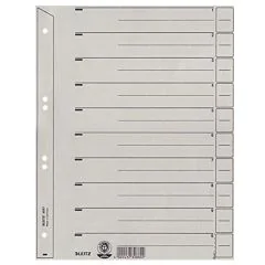 Photo LEITZ : Lot de 100 intercalaires en carton - 223 x 300 mm - Gris 