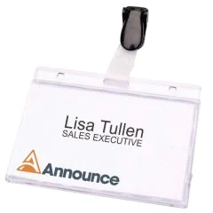 Photo lot de 25 Badges en PVC dur avec clip - 90 x 60 mm : PAVO
