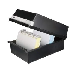 Photo Boite à couvercle ouverte pour 1300 cartes - A5 paysage - Noir : HAN 955-13 