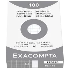 Fiches Bristol A6 105 x 148 mm - Blanc quadrillé EXACOMPTA 13209E