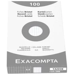 Photo Fiches Bristol quadrillées - 125 x 200 mm - Blanc EXACOMPTA Image