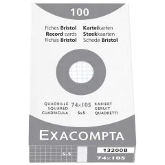 Photo Fiches Bristol quadrillées - 74 x 105 mm - Blanc EXACOMPTA Image